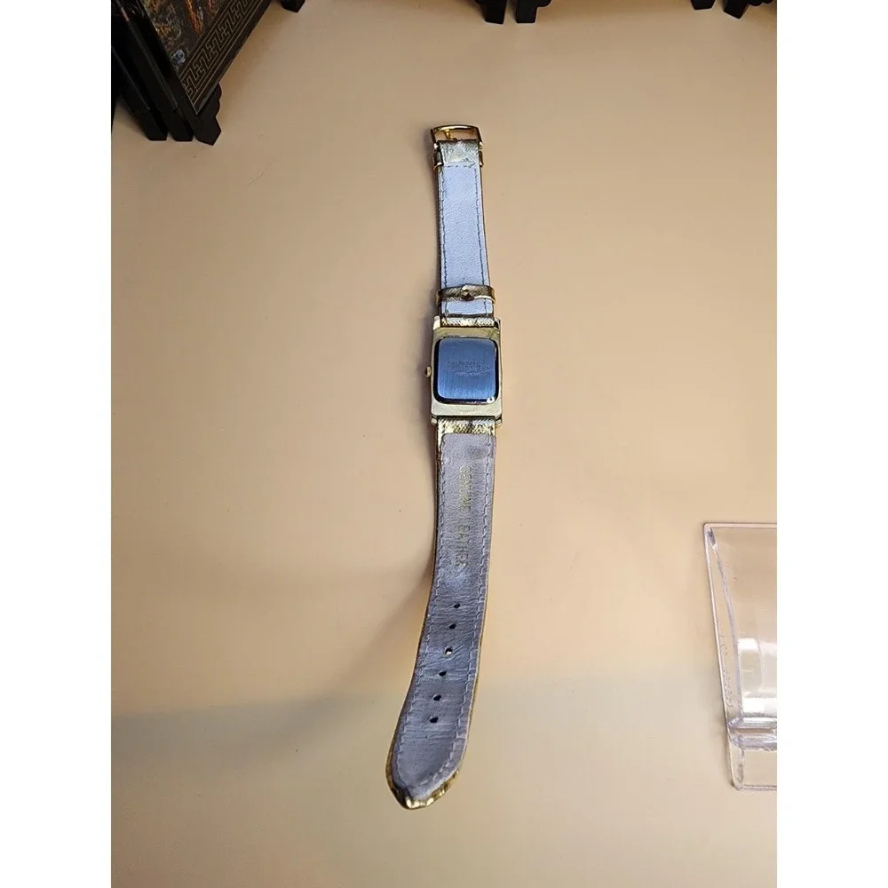 Vtg VIVIANI Gold Tone Watch With Gold Leather Band New Battery FREE $HIPPING!!